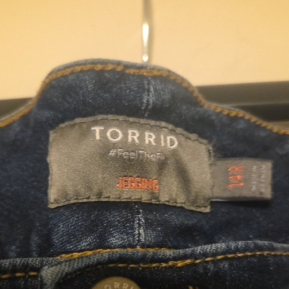 Torrid High Rise Ripped Blue Jeans - Picture 2 of 6